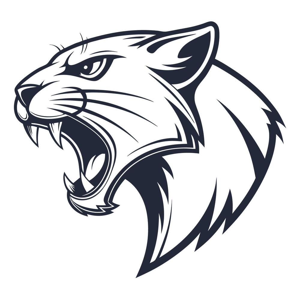 a black and white image of a panther head vector