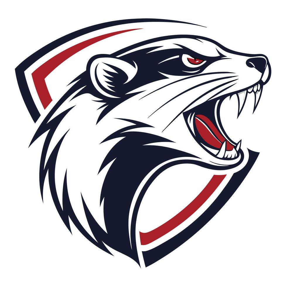 mascot illustration of a badger head with its mouth open vector