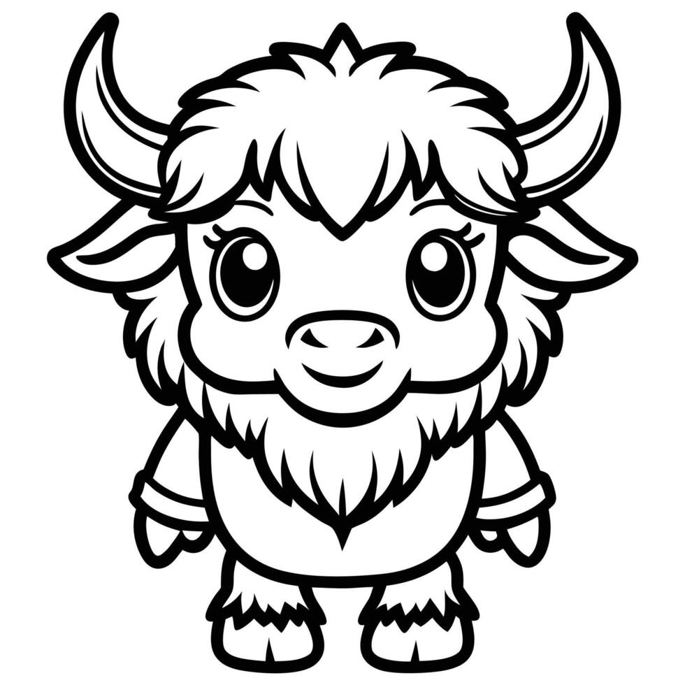 a cartoon buffalo with horns and a big nose vector