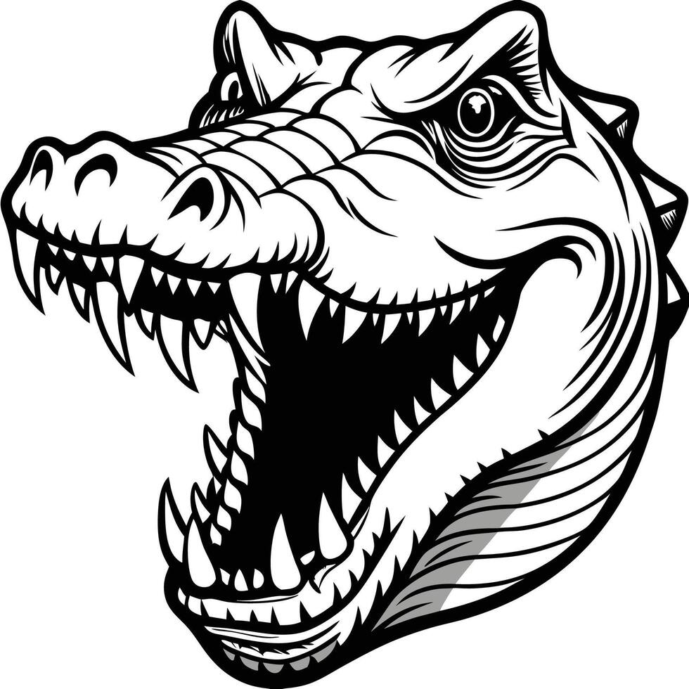 a crocodile head with its mouth open and teeth showing vector