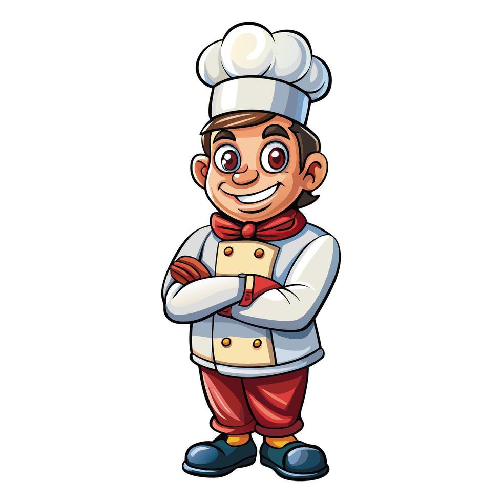cartoon chef with arms crossed and smiling vector