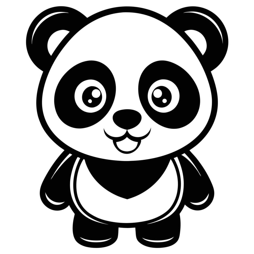 a black and white panda bear with a heart on its chest vector