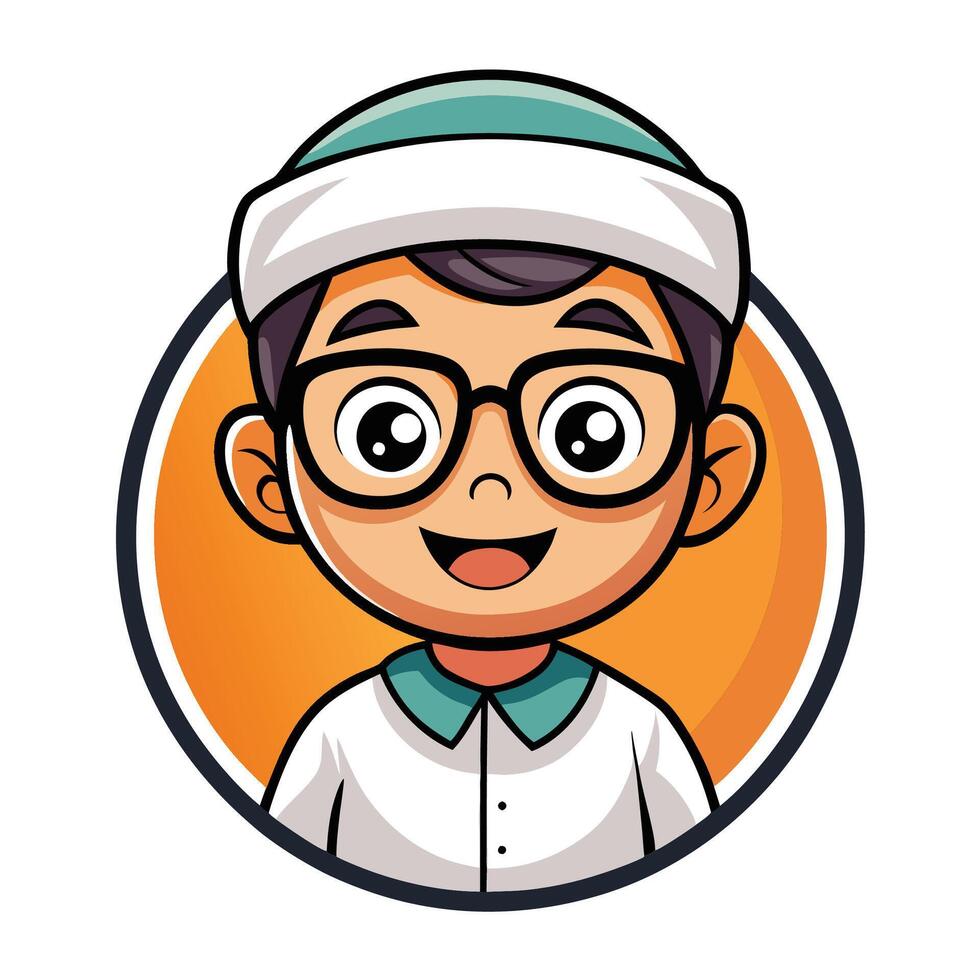 a cartoon boy wearing glasses and a hat vector
