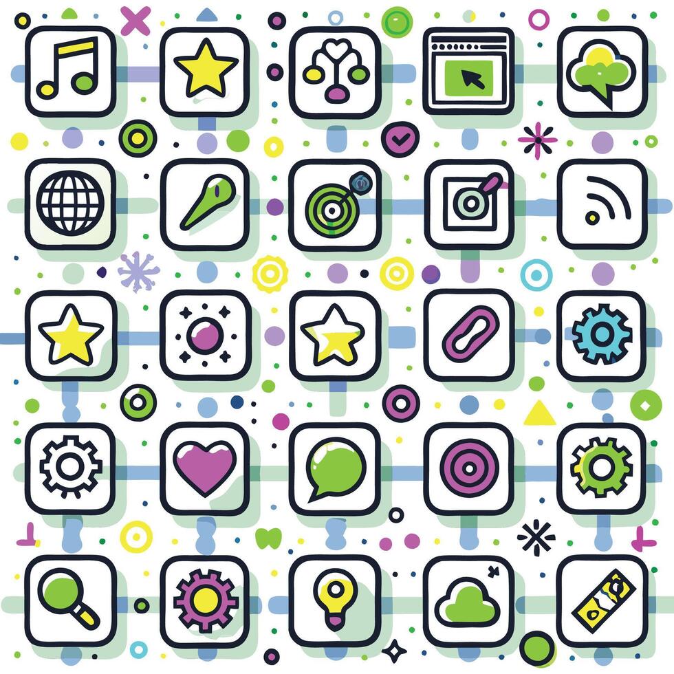 a set of colorful icons on a white background vector