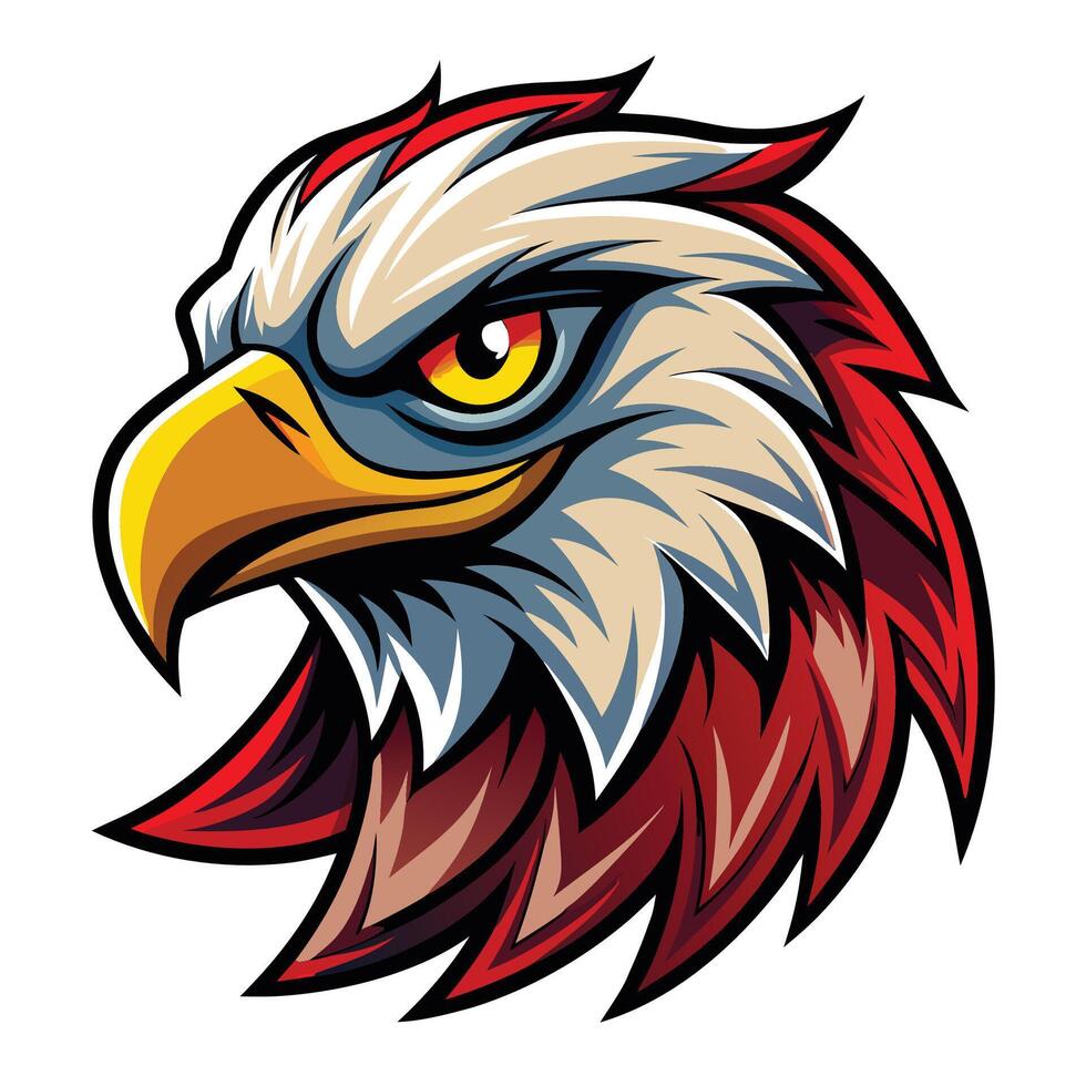 an eagle head with red and white feathers vector
