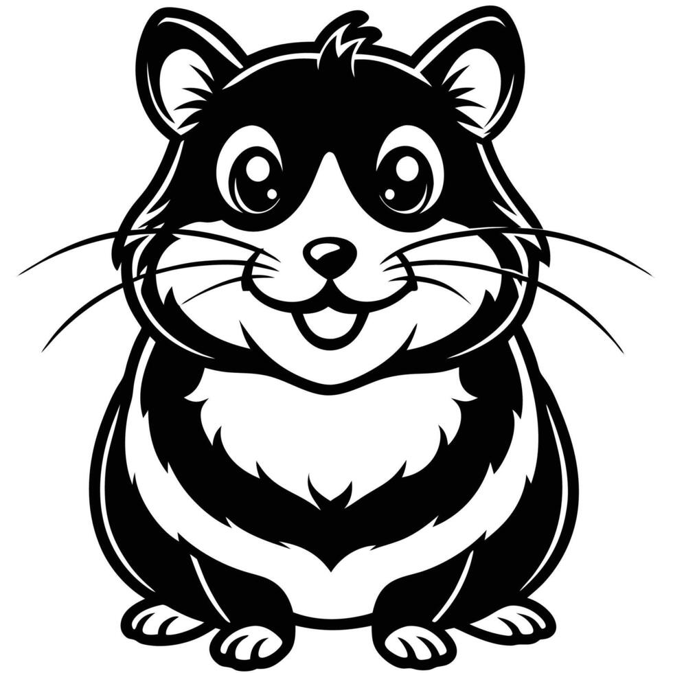 a black and white cartoon hamster vector