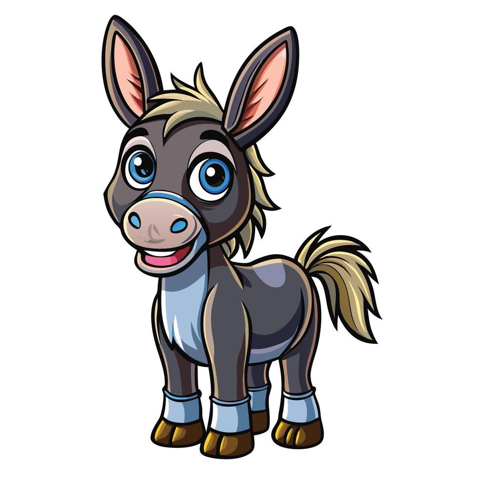 cartoon donkey with blue eyes and a blue nose vector