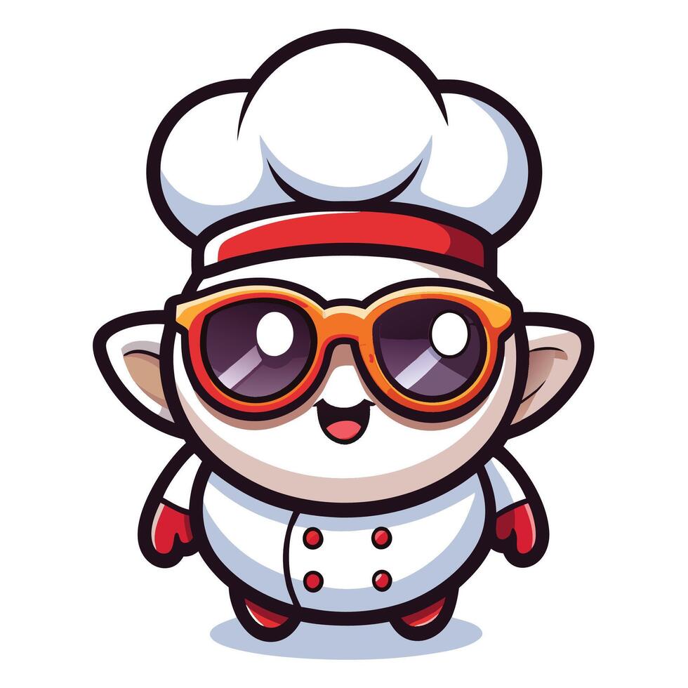 a cartoon chef wearing sunglasses and a hat vector