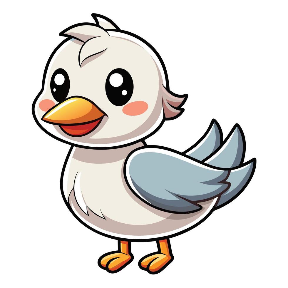 a cartoon white bird with blue eyes vector