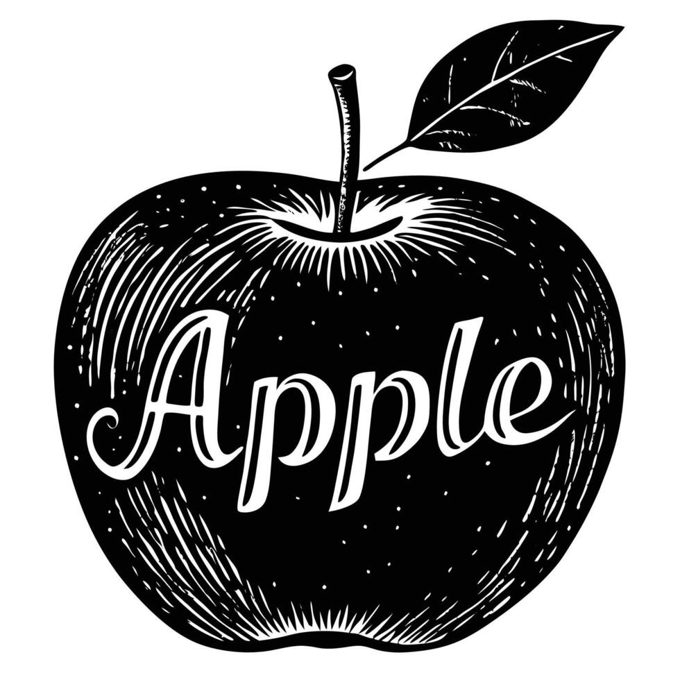 an apple with the word apple written on it vector