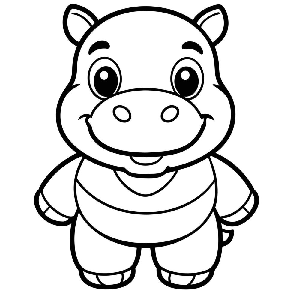 coloring pages for kids hippo vector