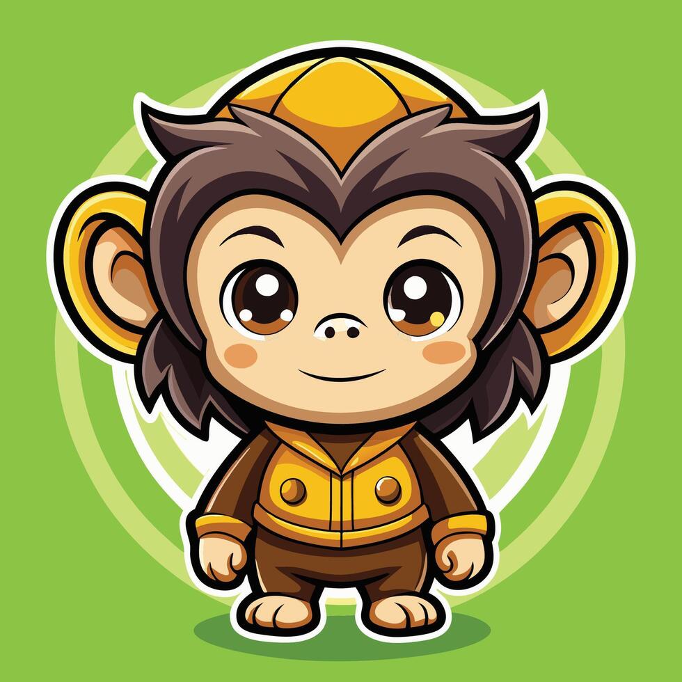 monkey in yellow hat vector