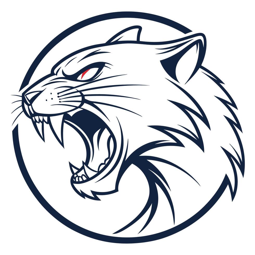 a roaring cat head in a circle vector