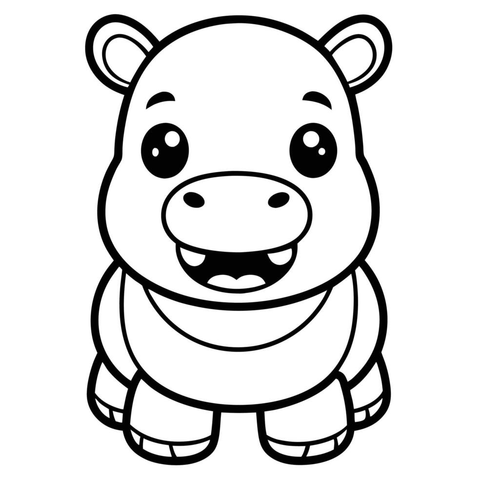 a cartoon hippo is shown in this coloring page vector