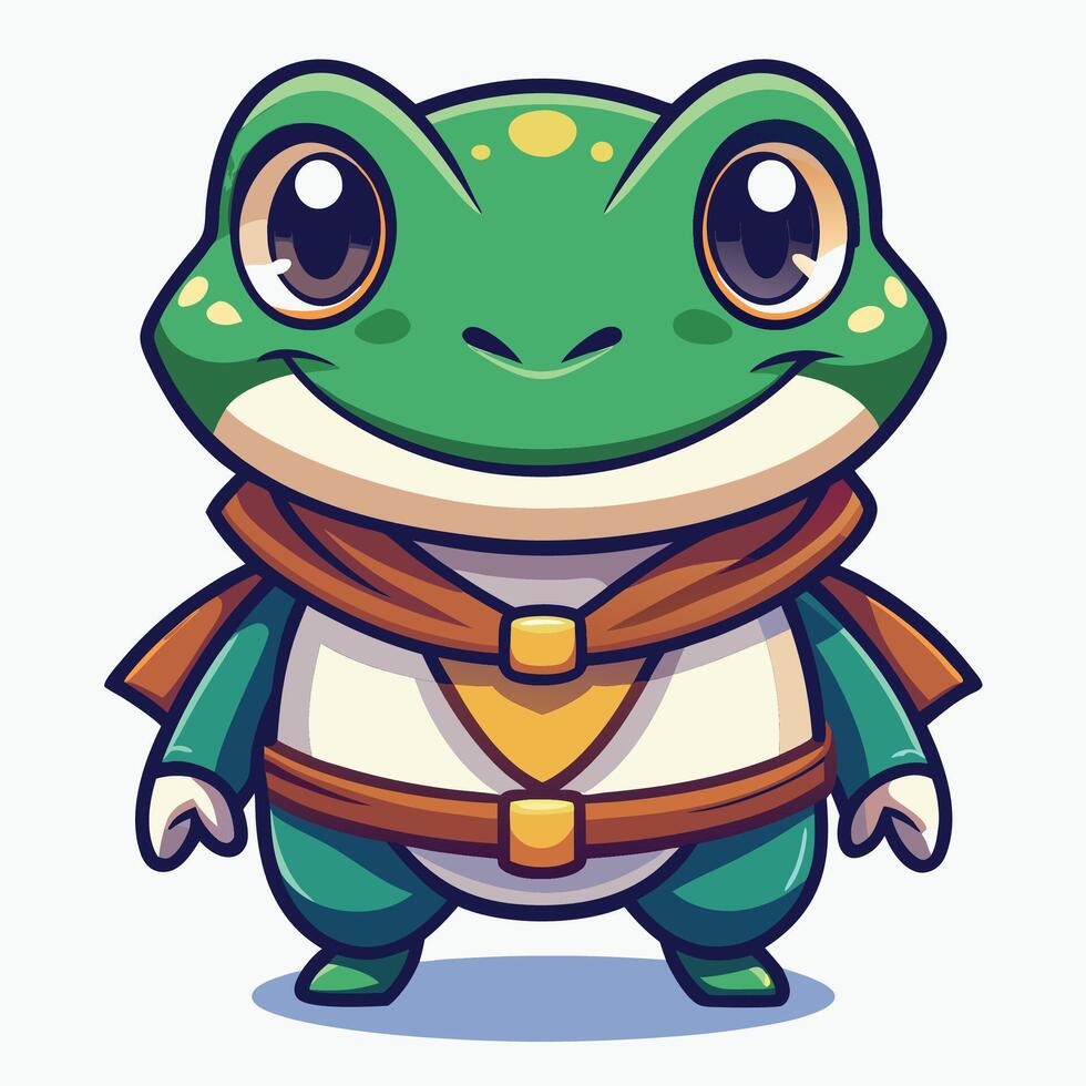 a cartoon frog with a brown and green outfit vector