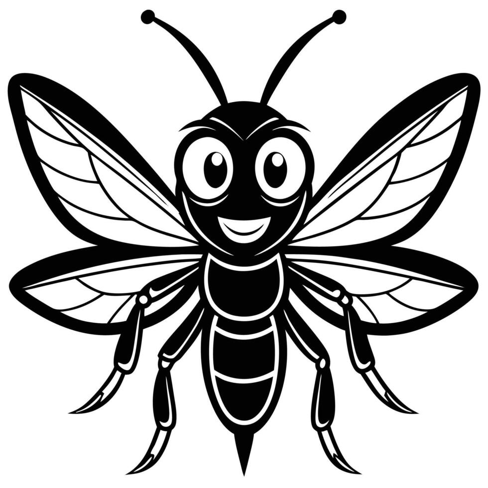a cartoon bee with a black and white design vector