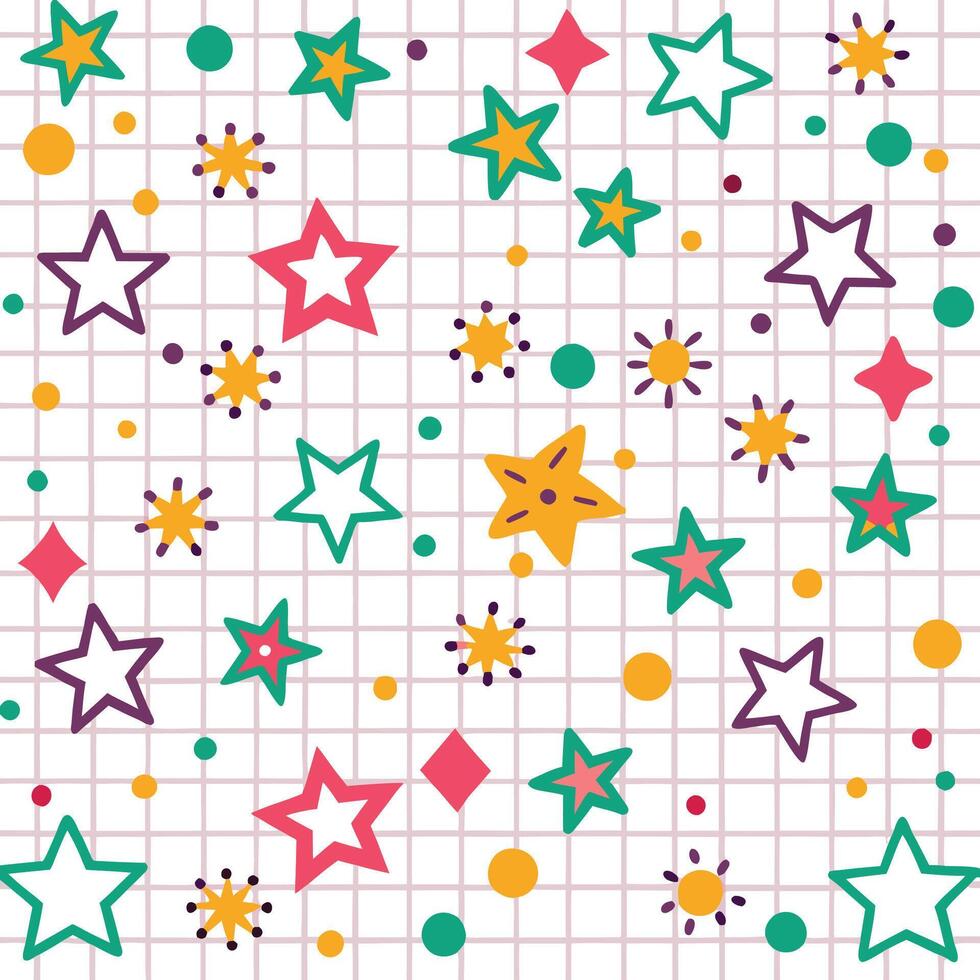 a star pattern with colorful stars and dots vector