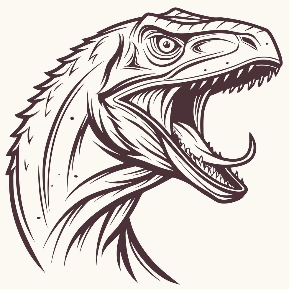 a t - rex head with open mouth and teeth vector