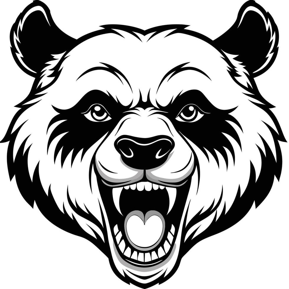 a panda bear head with its mouth open vector