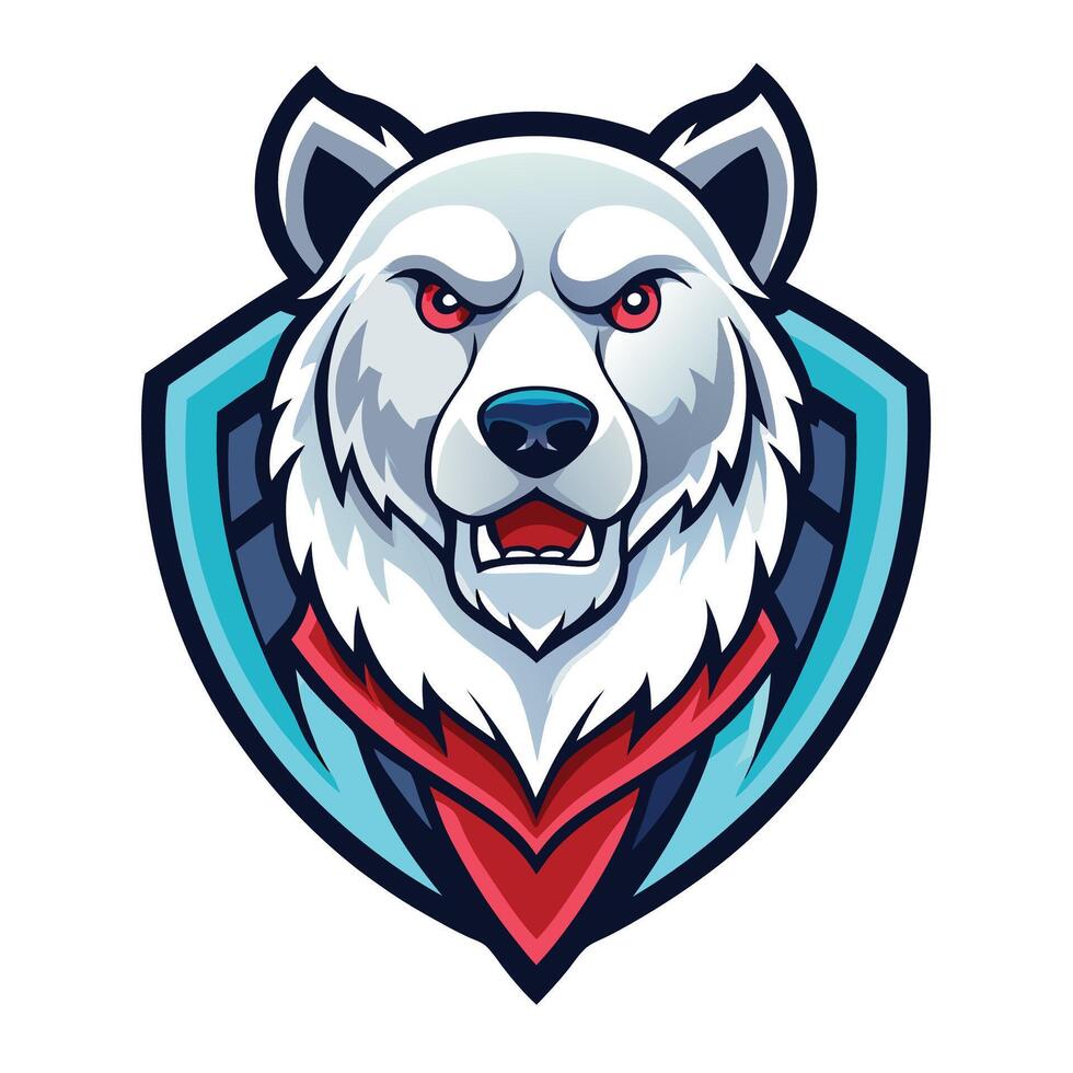 a white polar bear head with red eyes vector