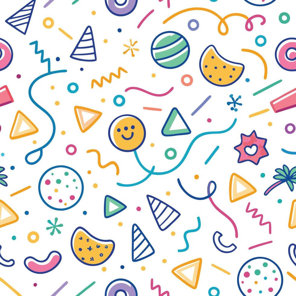 seamless pattern with colorful objects and shapes vector