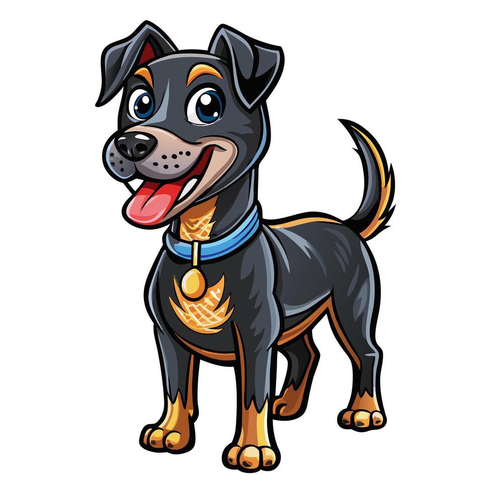 a cartoon dog with a blue collar and a yellow collar vector