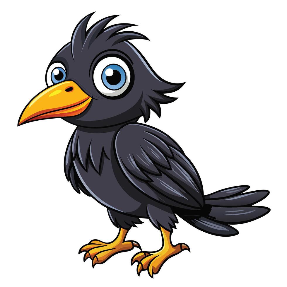 cartoon raven bird illustration vector