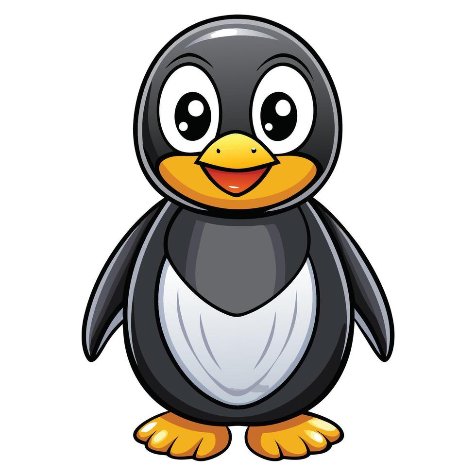 a cartoon penguin standing on a white background vector
