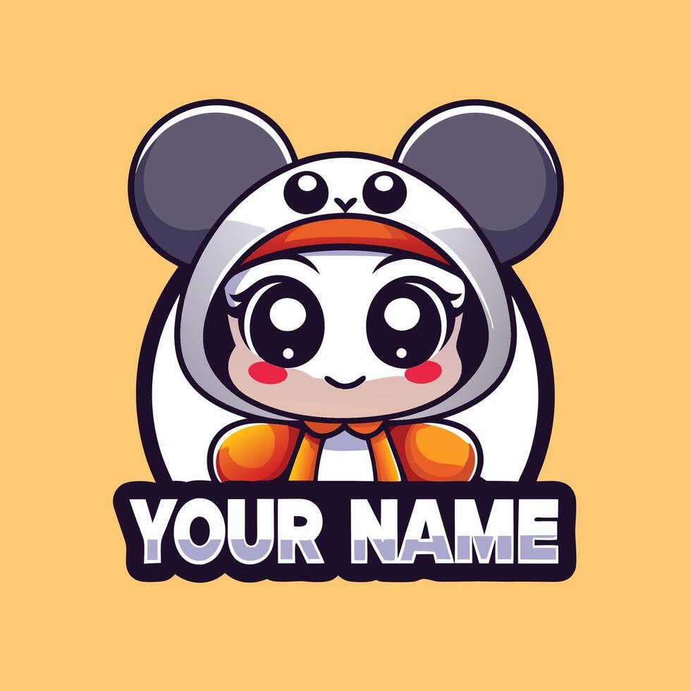 a cute cartoon character with the word your name vector