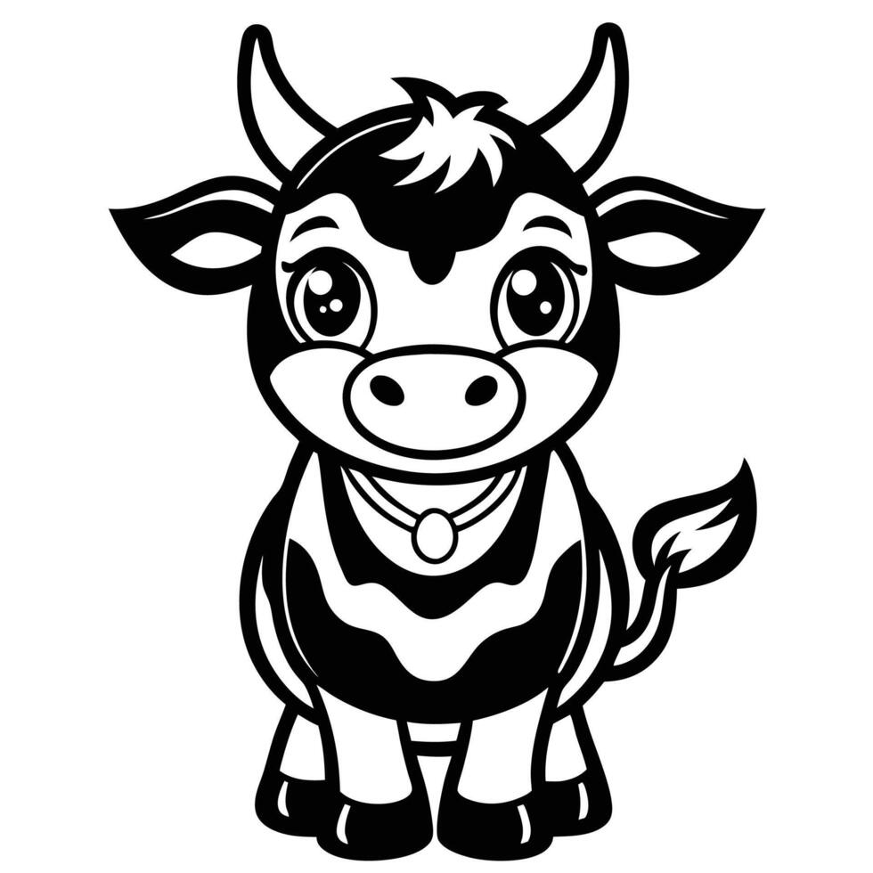 a cartoon cow with a collar on its neck vector