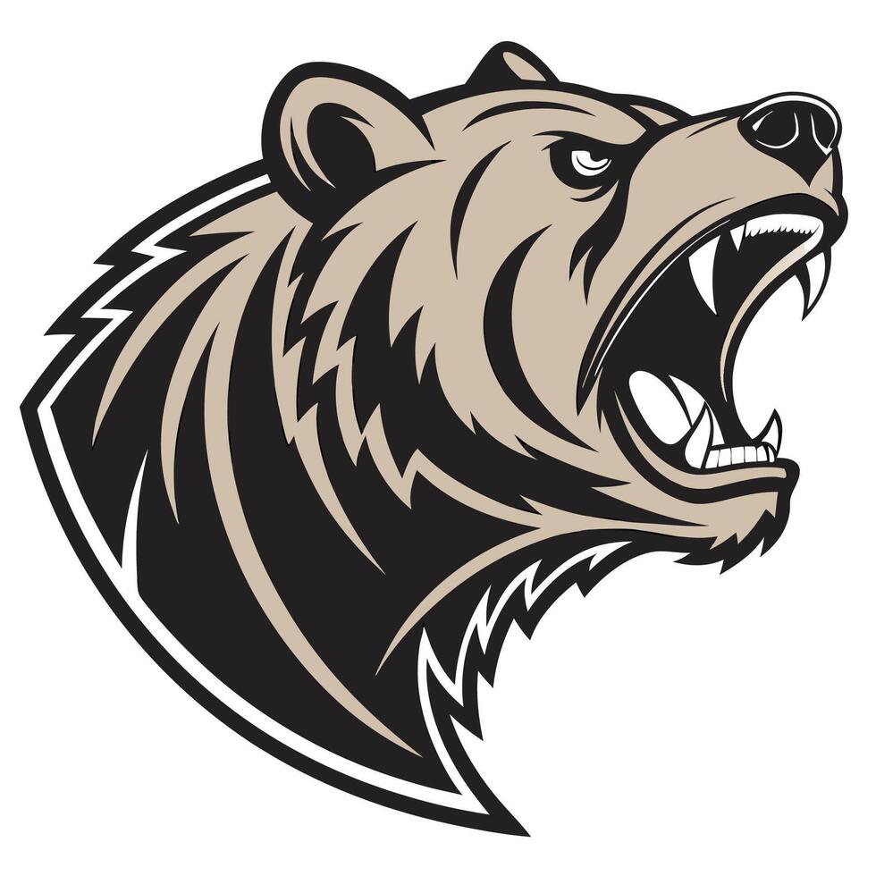 the head of a grizzly bear is shown in a logo vector