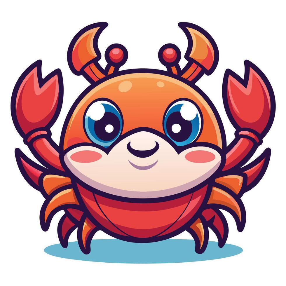 a cartoon crab with big eyes and big claws vector