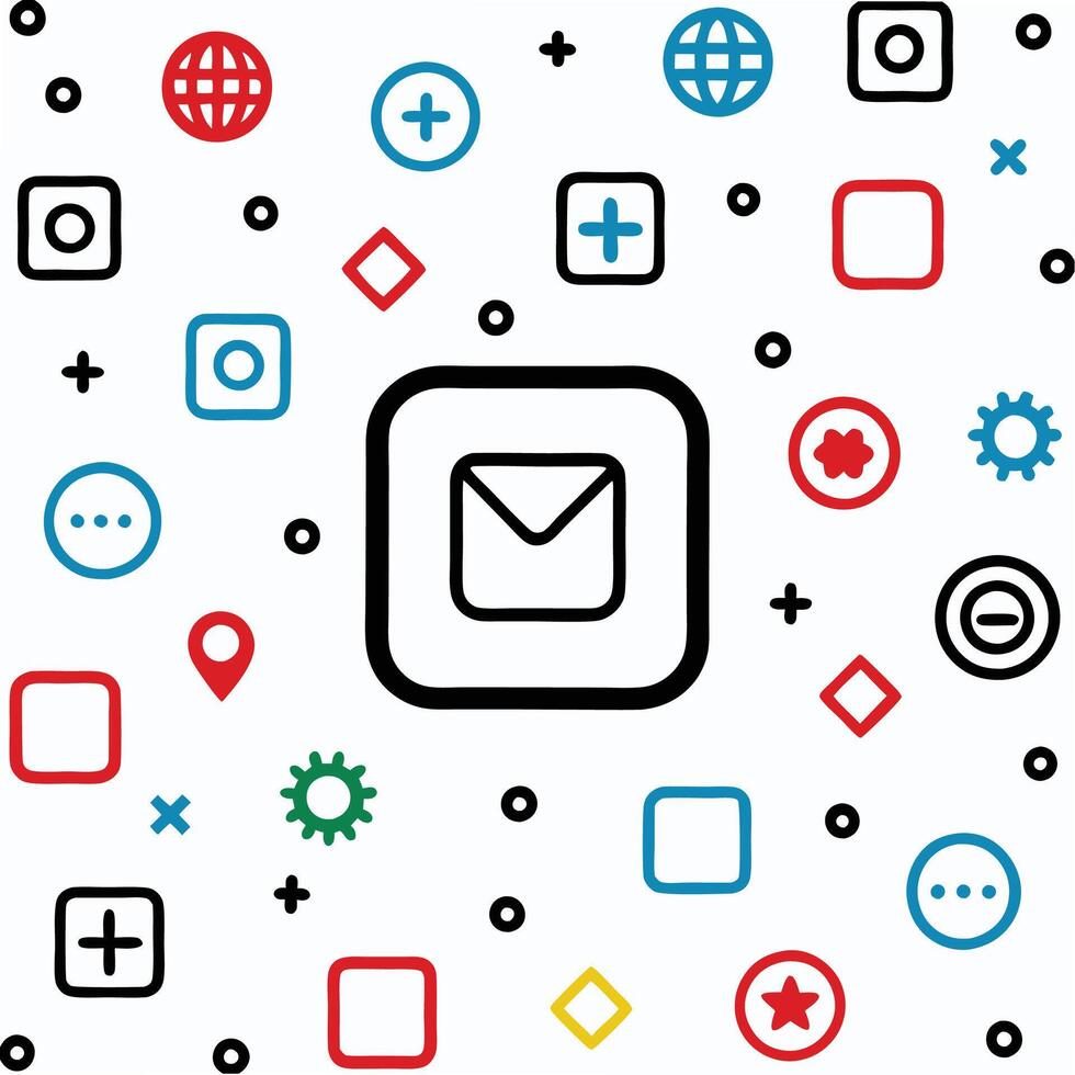 email icon with various icons and symbols vector