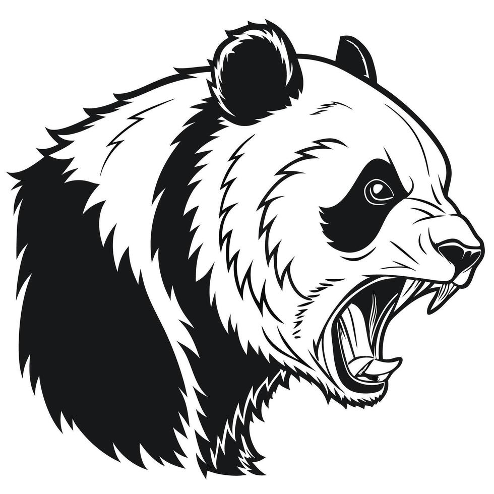 a panda bear head with its mouth open vector