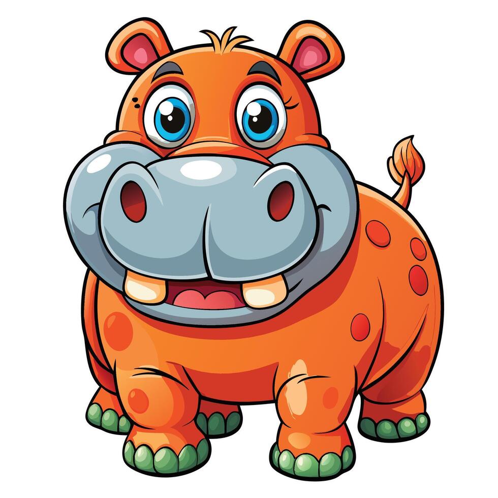 cartoon hippo illustration vector