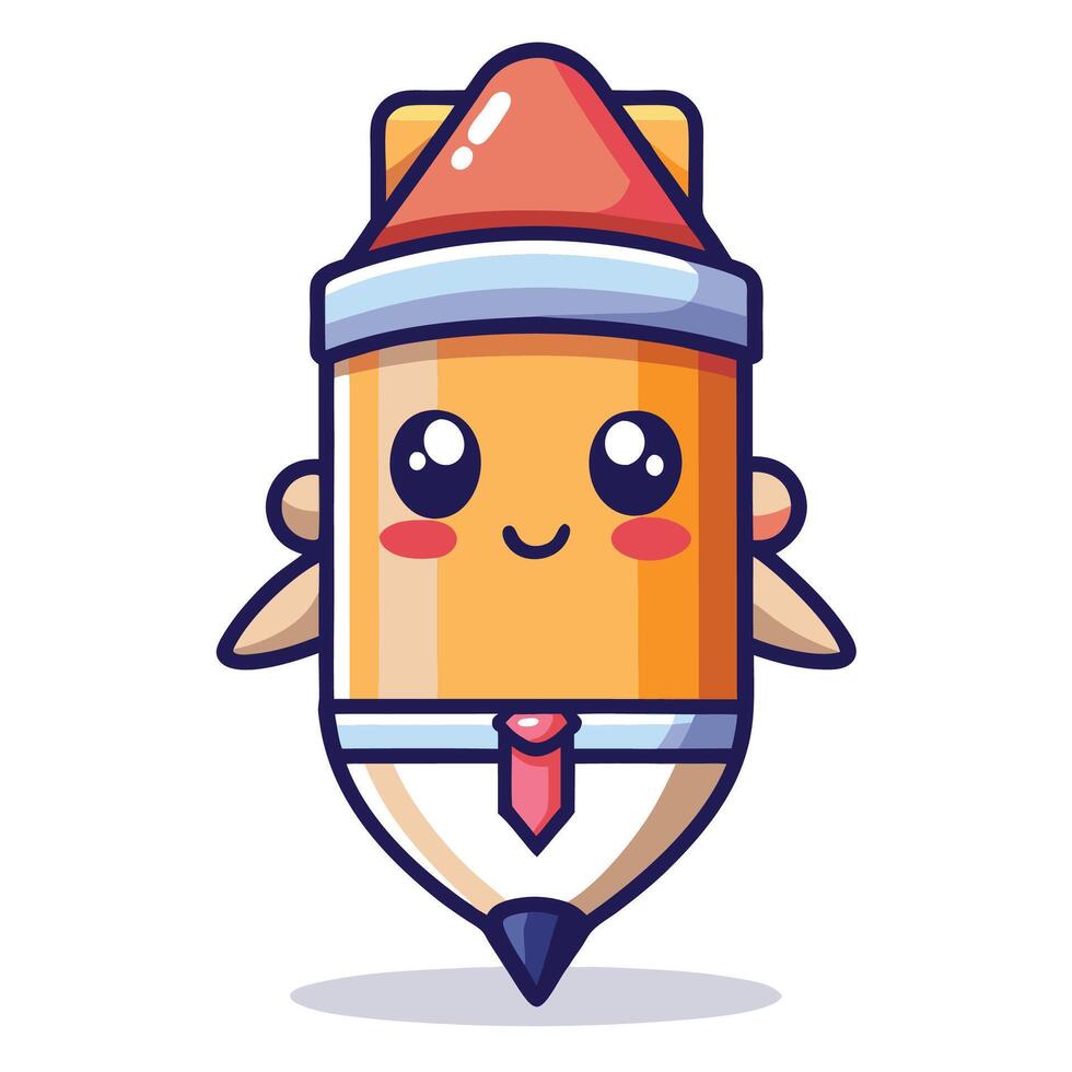 a cartoon pencil with a tie and a smile vector