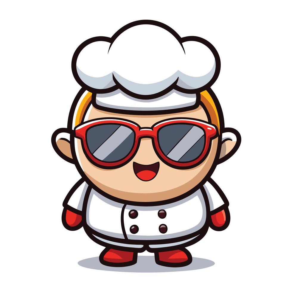 cartoon chef with sunglasses vector