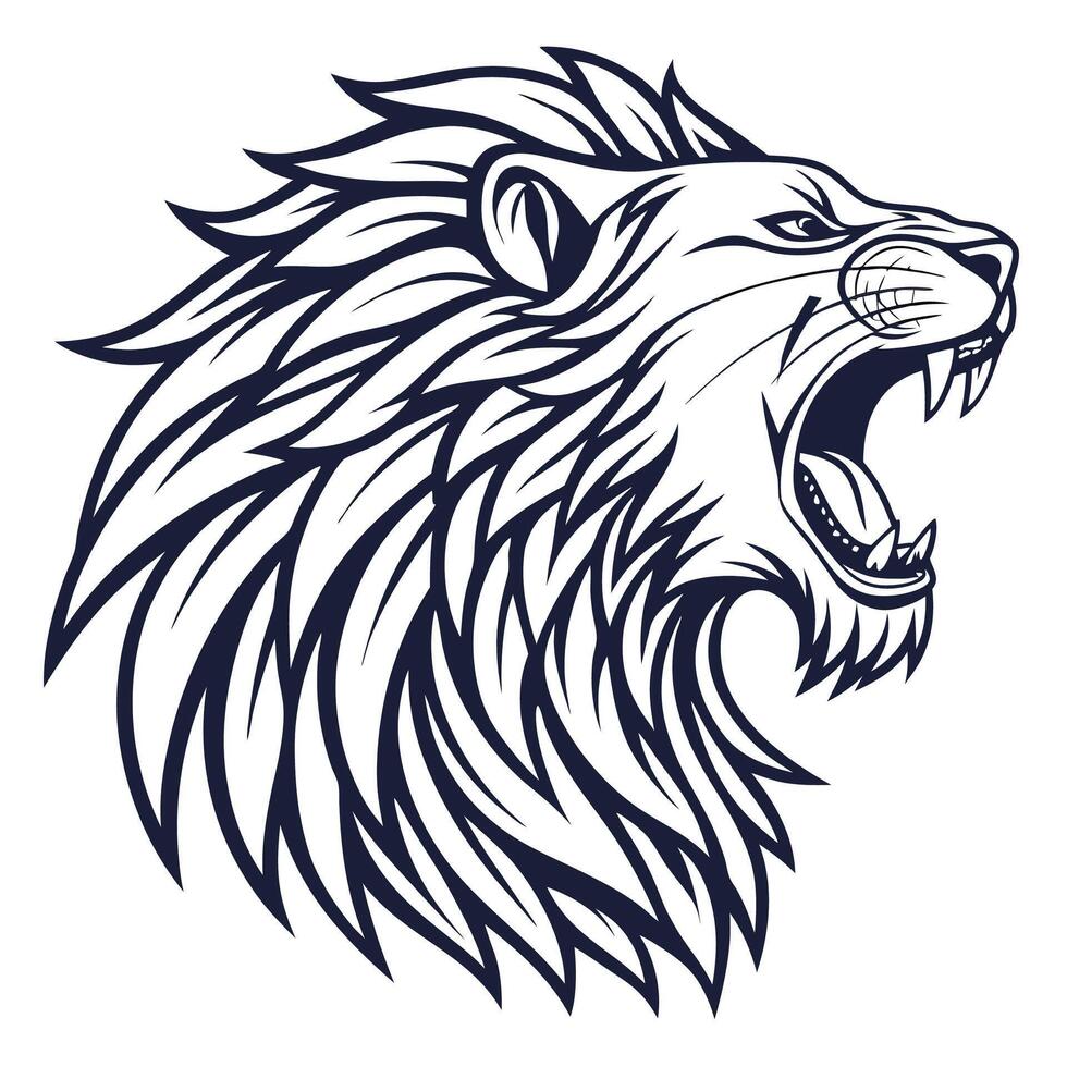 lion head with open mouth, illustration vector