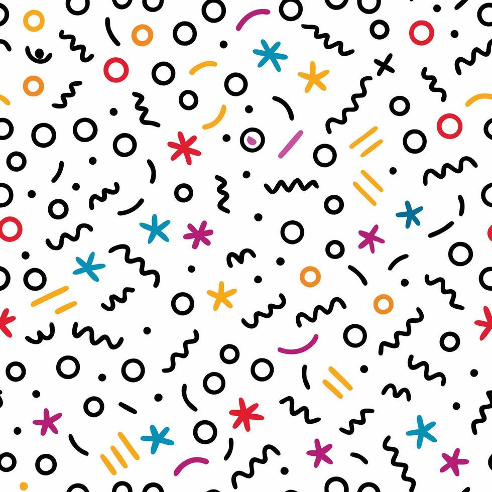 seamless pattern with colorful shapes and lines vector
