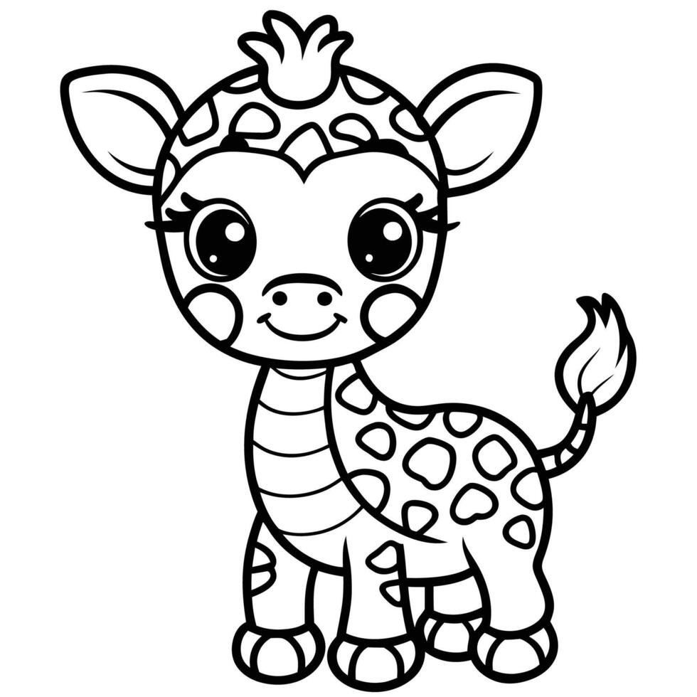 giraffe coloring pages for kids vector