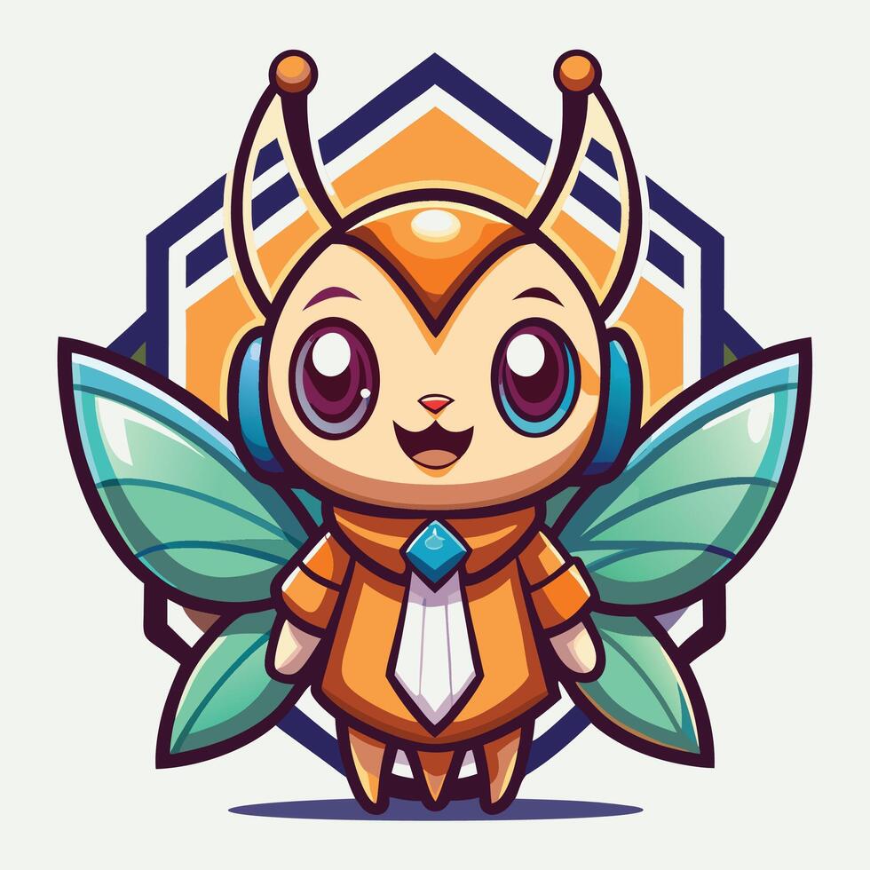 a cartoon insect with a tie and glasses vector