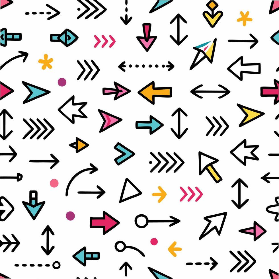 seamless pattern with colorful arrows on white background vector