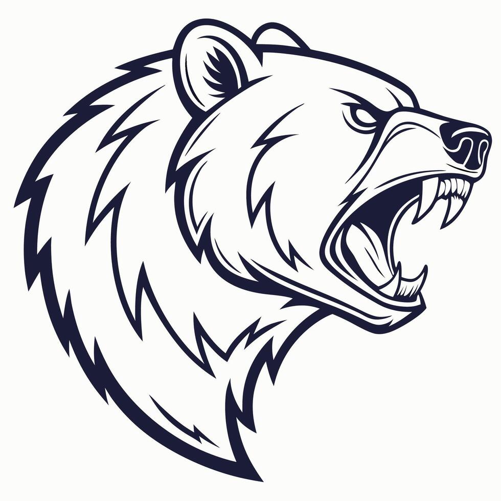 a bear head with its mouth open vector