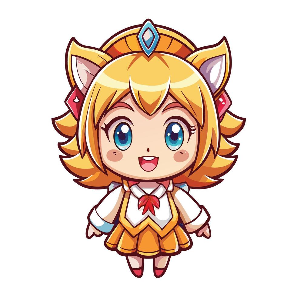 a cartoon character with a cat ears and a yellow dress vector