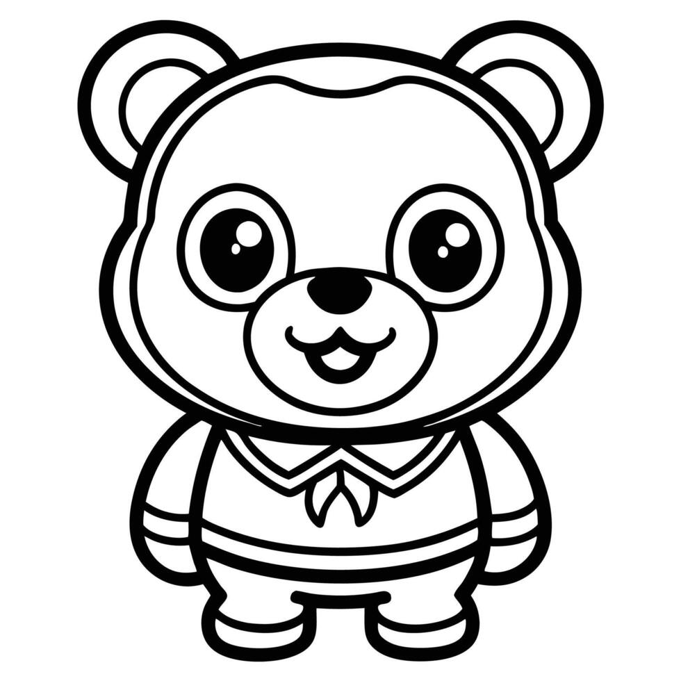 a coloring page of a bear with a bow tie vector