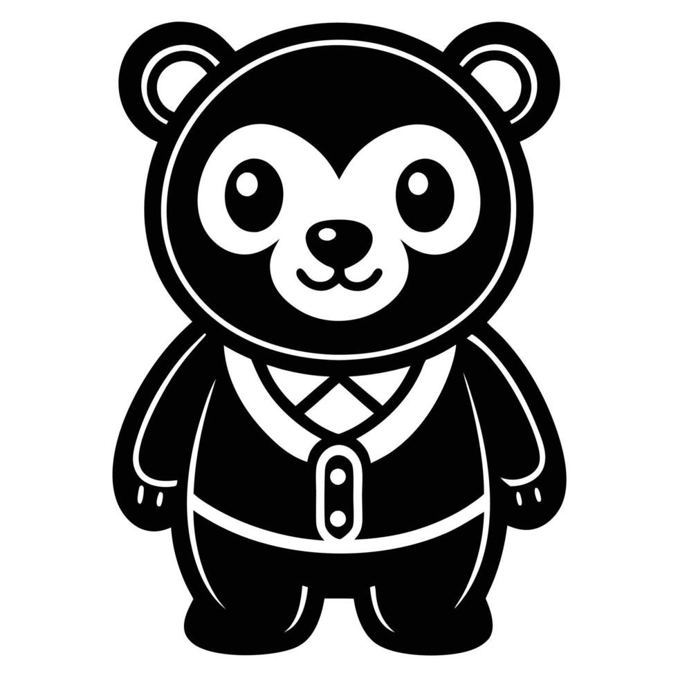 a black and white panda bear with a tie vector