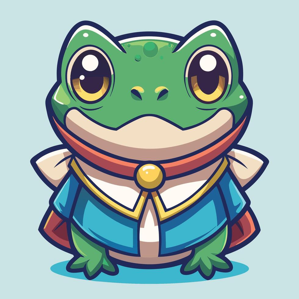 a cartoon frog in a blue and red outfit vector
