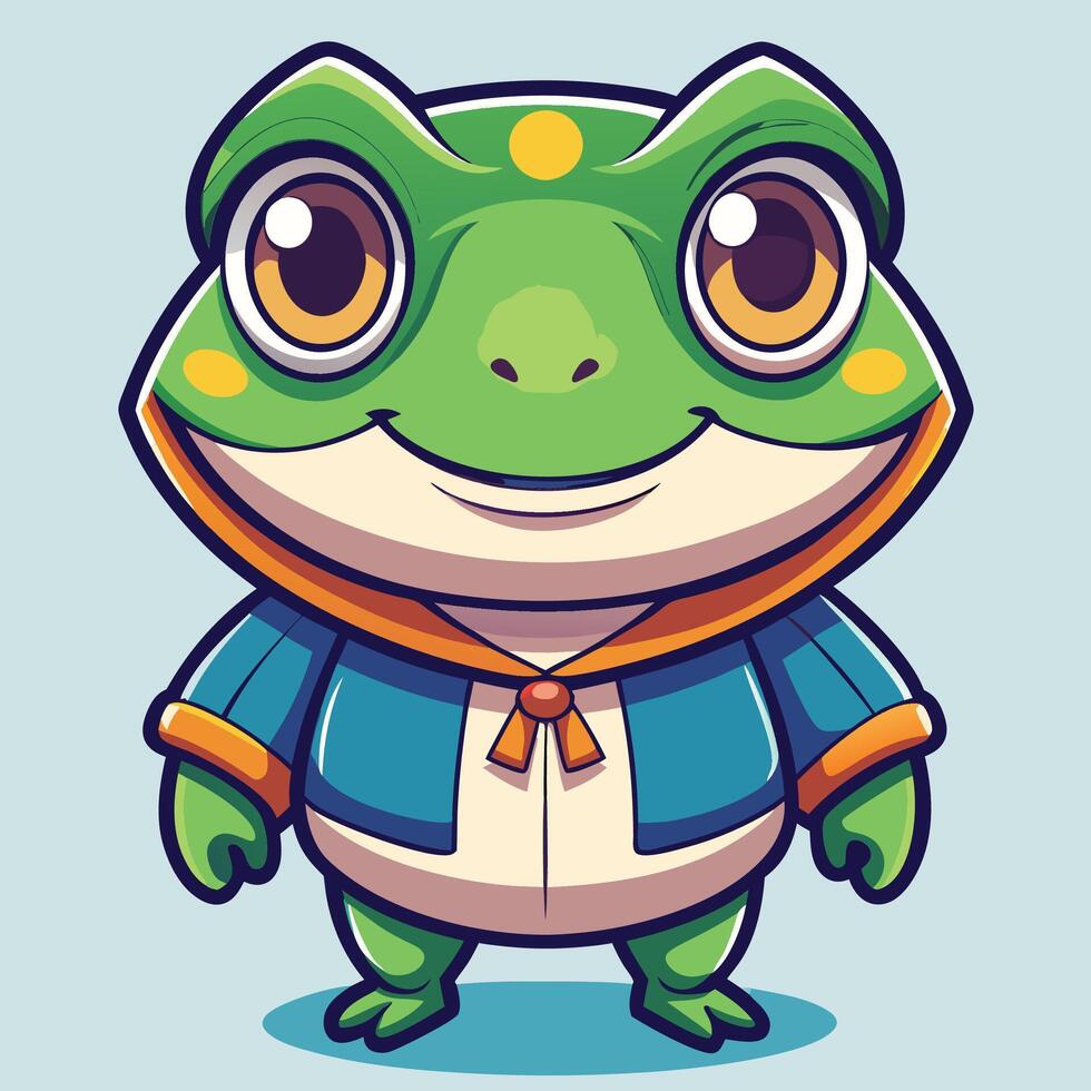 cartoon frog in a blue jacket and tie vector