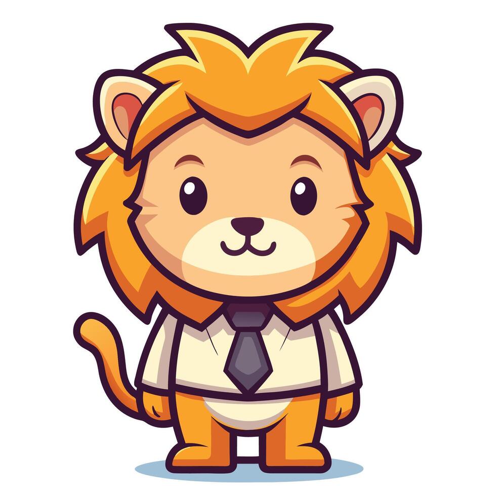 a cartoon lion wearing a tie and shirt vector