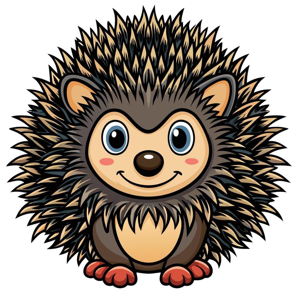 a cartoon hedgehog with big eyes and a big nose vector